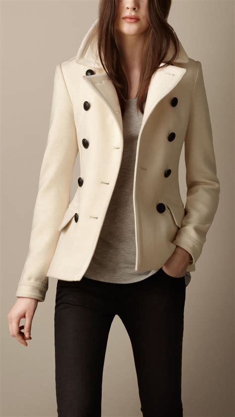 burberry fitted wool cashmere pea coat|Burberry Wool Coats for Women .